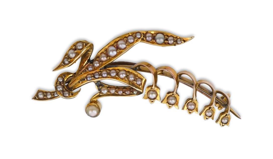 An Edwardian gold and seed pearl brooch, early 20th century